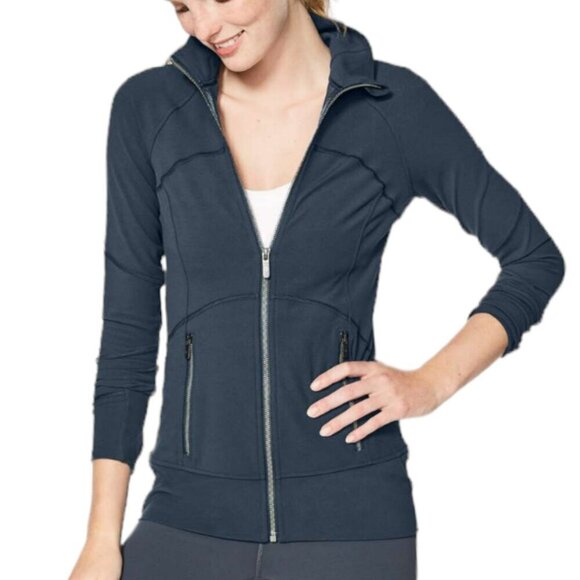Lululemon Contour Zip Up Mock Neck Activewear Jacket Nocturnal Teal Blue 6 - Picture 1 of 9